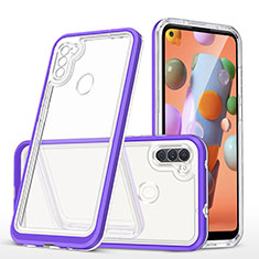 Coque Rebord Contour Silicone et Vitre Transparente Miroir Housse Etui MQ1 pour Samsung Galaxy M11 Violet