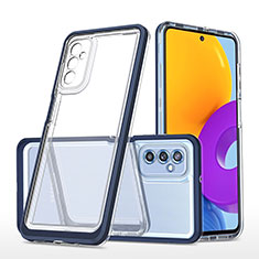 Coque Rebord Contour Silicone et Vitre Transparente Miroir Housse Etui MQ1 pour Samsung Galaxy M52 5G Bleu