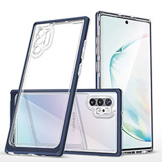Coque Rebord Contour Silicone et Vitre Transparente Miroir Housse Etui MQ1 pour Samsung Galaxy Note 10 Plus 5G Bleu