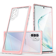 Coque Rebord Contour Silicone et Vitre Transparente Miroir Housse Etui MQ1 pour Samsung Galaxy Note 10 Plus 5G Or Rose