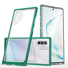 Coque Rebord Contour Silicone et Vitre Transparente Miroir Housse Etui MQ1 pour Samsung Galaxy Note 10 Plus 5G Vert