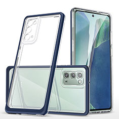 Coque Rebord Contour Silicone et Vitre Transparente Miroir Housse Etui MQ1 pour Samsung Galaxy Note 20 5G Bleu