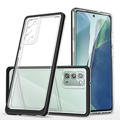 Coque Rebord Contour Silicone et Vitre Transparente Miroir Housse Etui MQ1 pour Samsung Galaxy Note 20 5G Noir