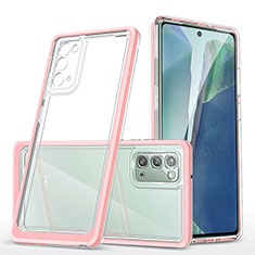Coque Rebord Contour Silicone et Vitre Transparente Miroir Housse Etui MQ1 pour Samsung Galaxy Note 20 5G Or Rose