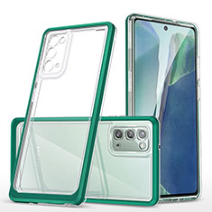 Coque Rebord Contour Silicone et Vitre Transparente Miroir Housse Etui MQ1 pour Samsung Galaxy Note 20 5G Vert