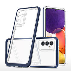 Coque Rebord Contour Silicone et Vitre Transparente Miroir Housse Etui MQ1 pour Samsung Galaxy Quantum2 5G Bleu