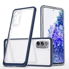 Coque Rebord Contour Silicone et Vitre Transparente Miroir Housse Etui MQ1 pour Samsung Galaxy S20 FE 5G Bleu