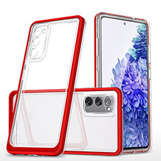 Coque Rebord Contour Silicone et Vitre Transparente Miroir Housse Etui MQ1 pour Samsung Galaxy S20 FE 5G Rouge