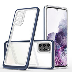 Coque Rebord Contour Silicone et Vitre Transparente Miroir Housse Etui MQ1 pour Samsung Galaxy S20 Plus Bleu