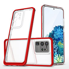 Coque Rebord Contour Silicone et Vitre Transparente Miroir Housse Etui MQ1 pour Samsung Galaxy S20 Ultra 5G Rouge
