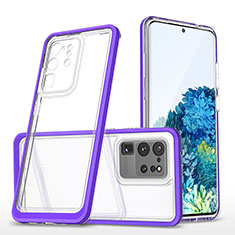 Coque Rebord Contour Silicone et Vitre Transparente Miroir Housse Etui MQ1 pour Samsung Galaxy S20 Ultra 5G Violet