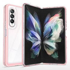 Coque Rebord Contour Silicone et Vitre Transparente Miroir Housse Etui MQ1 pour Samsung Galaxy Z Fold4 5G Or Rose