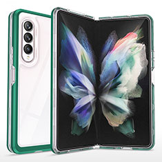 Coque Rebord Contour Silicone et Vitre Transparente Miroir Housse Etui MQ1 pour Samsung Galaxy Z Fold4 5G Vert