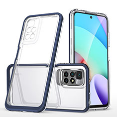 Coque Rebord Contour Silicone et Vitre Transparente Miroir Housse Etui MQ1 pour Xiaomi Redmi 10 (2022) Bleu