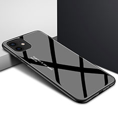 Coque Rebord Contour Silicone et Vitre Transparente Miroir Housse Etui N01 pour Apple iPhone 12 Mini Noir