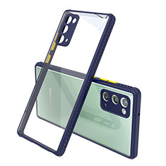 Coque Rebord Contour Silicone et Vitre Transparente Miroir Housse Etui N02 pour Samsung Galaxy Note 20 5G Bleu Royal