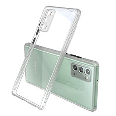 Coque Rebord Contour Silicone et Vitre Transparente Miroir Housse Etui N02 pour Samsung Galaxy Note 20 5G Gris