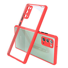 Coque Rebord Contour Silicone et Vitre Transparente Miroir Housse Etui N02 pour Samsung Galaxy Note 20 5G Rouge