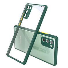 Coque Rebord Contour Silicone et Vitre Transparente Miroir Housse Etui N02 pour Samsung Galaxy Note 20 5G Vert Nuit