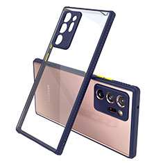 Coque Rebord Contour Silicone et Vitre Transparente Miroir Housse Etui N02 pour Samsung Galaxy Note 20 Ultra 5G Bleu Royal