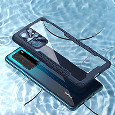 Coque Rebord Contour Silicone et Vitre Transparente Miroir Housse Etui N04 pour Huawei P40 Pro Bleu