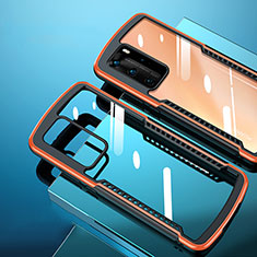 Coque Rebord Contour Silicone et Vitre Transparente Miroir Housse Etui N08 pour Huawei P40 Pro Orange