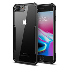Coque Rebord Contour Silicone et Vitre Transparente Miroir Housse Etui P01 pour Apple iPhone 8 Plus Noir