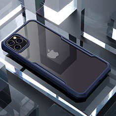 Coque Rebord Contour Silicone et Vitre Transparente Miroir Housse Etui pour Apple iPhone 11 Pro Max Bleu