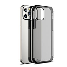 Coque Rebord Contour Silicone et Vitre Transparente Miroir Housse Etui pour Apple iPhone 12 Max Noir