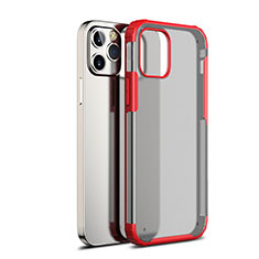 Coque Rebord Contour Silicone et Vitre Transparente Miroir Housse Etui pour Apple iPhone 12 Max Rouge