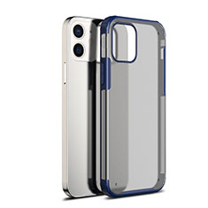 Coque Rebord Contour Silicone et Vitre Transparente Miroir Housse Etui pour Apple iPhone 12 Mini Bleu
