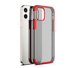 Coque Rebord Contour Silicone et Vitre Transparente Miroir Housse Etui pour Apple iPhone 12 Mini Rouge