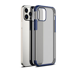 Coque Rebord Contour Silicone et Vitre Transparente Miroir Housse Etui pour Apple iPhone 12 Pro Bleu