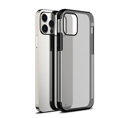 Coque Rebord Contour Silicone et Vitre Transparente Miroir Housse Etui pour Apple iPhone 12 Pro Max Noir
