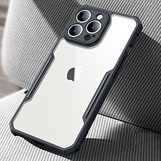 Coque Rebord Contour Silicone et Vitre Transparente Miroir Housse Etui pour Apple iPhone 13 Pro Max Noir