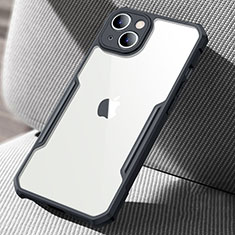 Coque Rebord Contour Silicone et Vitre Transparente Miroir Housse Etui pour Apple iPhone 15 Plus Noir