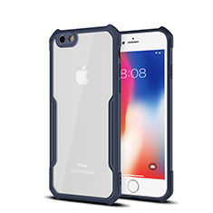 Coque Rebord Contour Silicone et Vitre Transparente Miroir Housse Etui pour Apple iPhone 6 Bleu