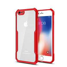 Coque Rebord Contour Silicone et Vitre Transparente Miroir Housse Etui pour Apple iPhone 6 Plus Rouge
