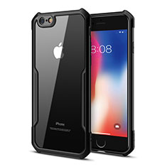 Coque Rebord Contour Silicone et Vitre Transparente Miroir Housse Etui pour Apple iPhone 6S Plus Noir