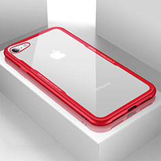 Coque Rebord Contour Silicone et Vitre Transparente Miroir Housse Etui pour Apple iPhone 7 Rouge