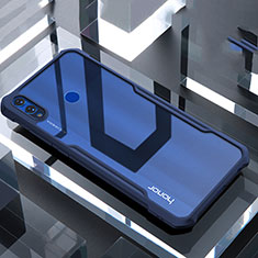 Coque Rebord Contour Silicone et Vitre Transparente Miroir Housse Etui pour Huawei Honor 8X Bleu
