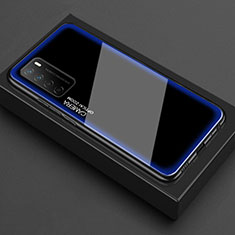 Coque Rebord Contour Silicone et Vitre Transparente Miroir Housse Etui pour Huawei Honor Play4 5G Bleu