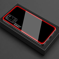 Coque Rebord Contour Silicone et Vitre Transparente Miroir Housse Etui pour Huawei Honor Play4 Pro 5G Rouge