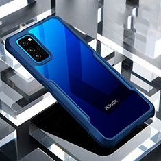 Coque Rebord Contour Silicone et Vitre Transparente Miroir Housse Etui pour Huawei Honor V30 Pro 5G Bleu