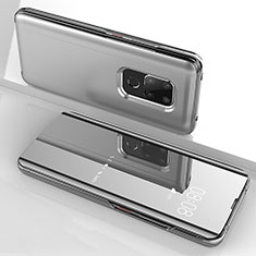 Coque Rebord Contour Silicone et Vitre Transparente Miroir Housse Etui pour Huawei Mate 20 Argent