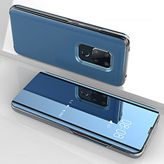 Coque Rebord Contour Silicone et Vitre Transparente Miroir Housse Etui pour Huawei Mate 20 Bleu