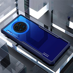 Coque Rebord Contour Silicone et Vitre Transparente Miroir Housse Etui pour Huawei Mate 30 5G Bleu