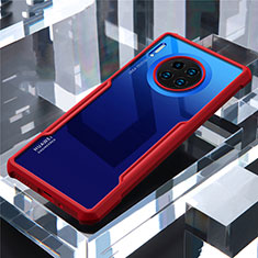 Coque Rebord Contour Silicone et Vitre Transparente Miroir Housse Etui pour Huawei Mate 30 5G Rouge