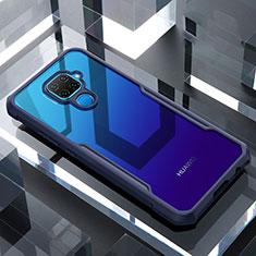 Coque Rebord Contour Silicone et Vitre Transparente Miroir Housse Etui pour Huawei Nova 5i Pro Bleu
