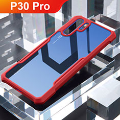 Coque Rebord Contour Silicone et Vitre Transparente Miroir Housse Etui pour Huawei P30 Pro New Edition Rouge